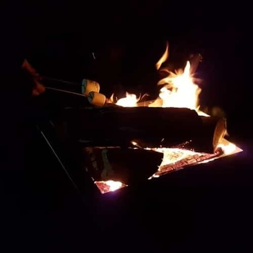 Marshmallow Logo Firepit Ironfire firepit with BBQ