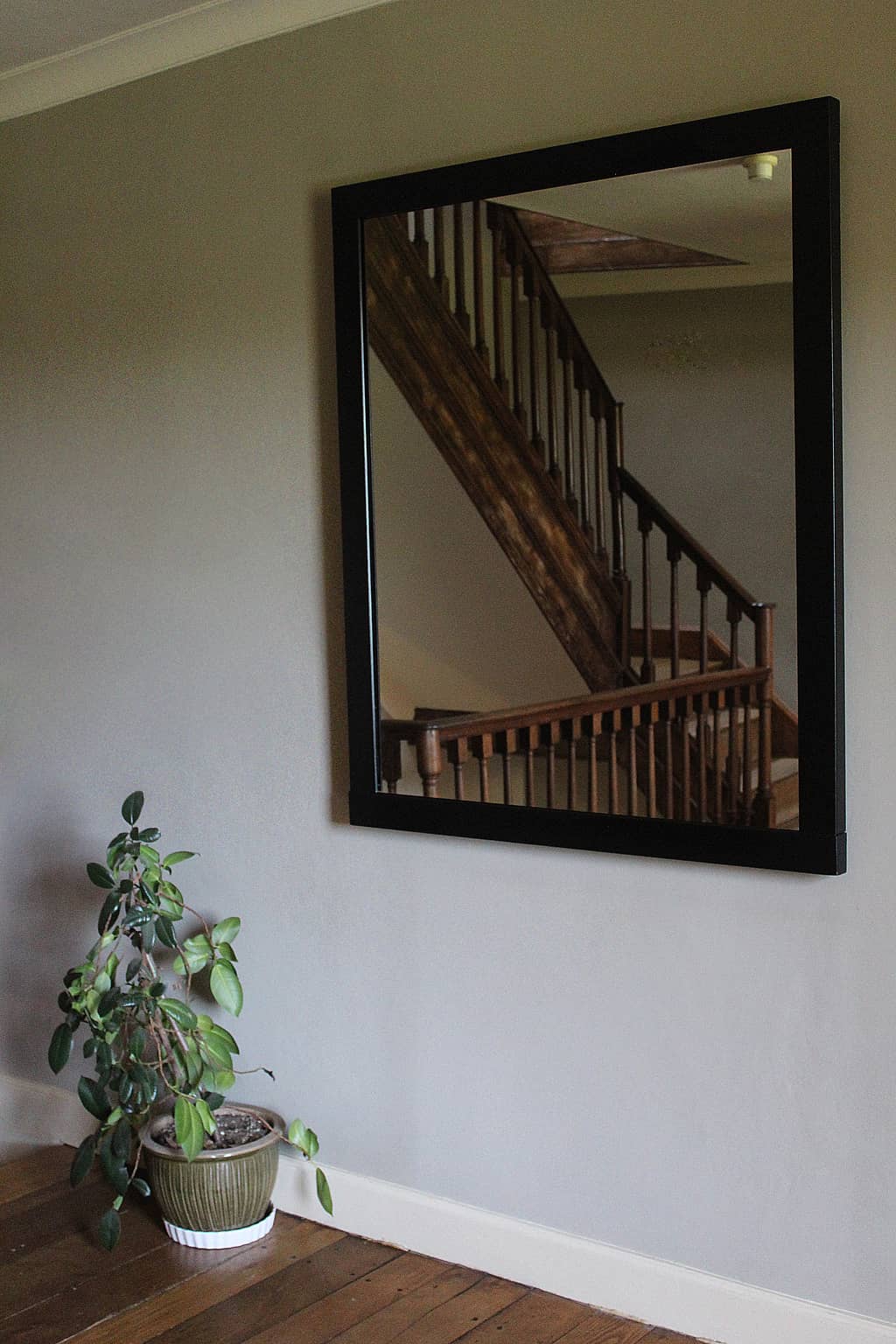 Hall mirror with black frame Large hung mirror in steel frame