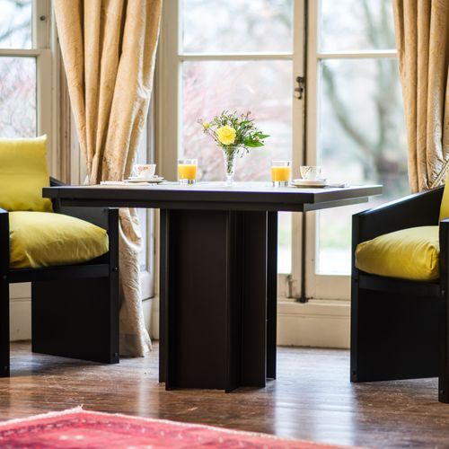 Large Square Bistro Table in Personalised Yellow Steel framed bistro table